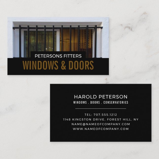 Barred Window, Window & Door Fitter Company Visitenkarte (Vorne/Hinten)