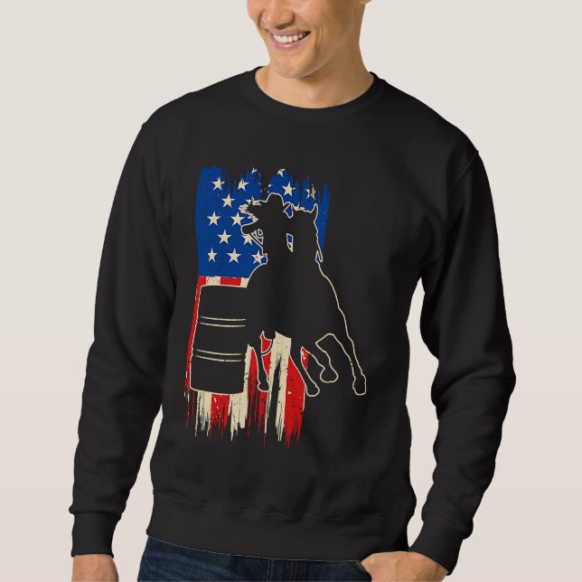 Barrel Racer American Flag Patriotic Rodeo Barrel  Sweatshirt (Vorderseite)