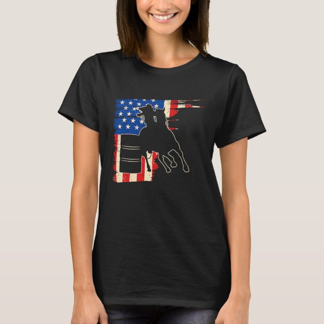 Barrel Racer American Flag Patriotic Rodeo Barrel  T-Shirt (Vorderseite)