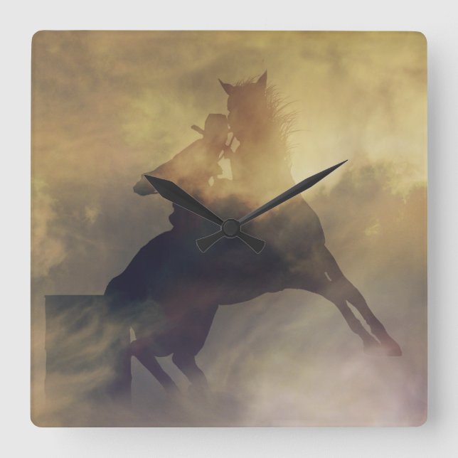 Barrel Racer Clock Quadratische Wanduhr (Vorderseite)