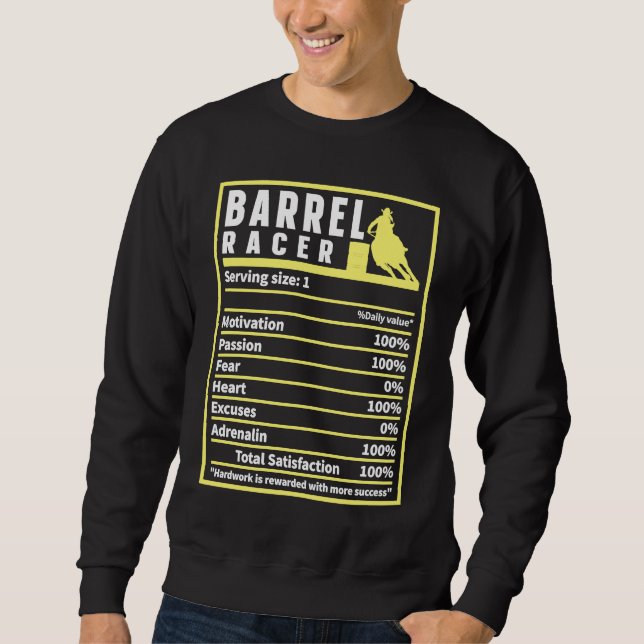 Barrel Racer Nutrition Facts Rodeo Cowgirl Barrel  Sweatshirt (Vorderseite)