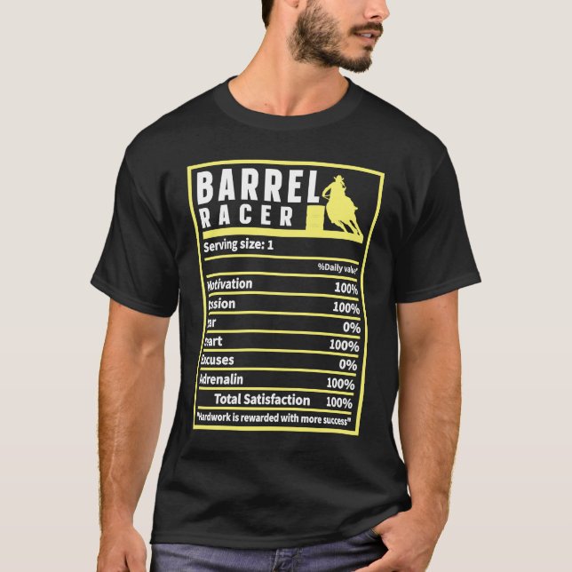 Barrel Racer Nutrition Facts Rodeo Cowgirl Barrel  T-Shirt (Vorderseite)