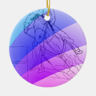 Barrel Racer (pastellfarbener Regenbogen) Keramik Ornament