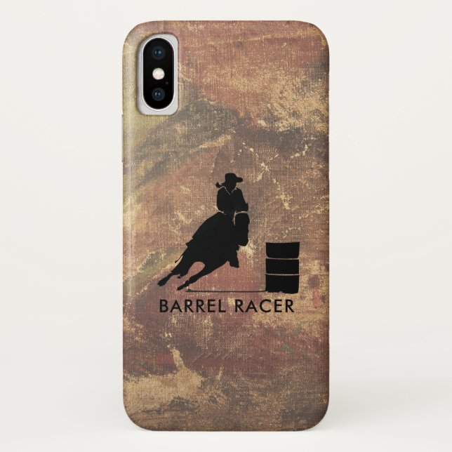 Barrel Racer Silhouette auf Brown Grunge Case-Mate iPhone Hülle (Rückseite)