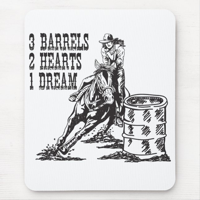 Barrel Racing 3 Barrels 2 Herzen 1 Traum Mousepad (Vorne)