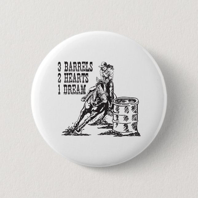 Barrel Racing 3 Barrels 2 Herzen 1 Traummagnet Button (Vorderseite)