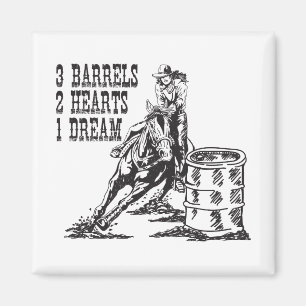 Barrel Racing 3 Barrels 2 Herzen 1 Traummagnet Magnet