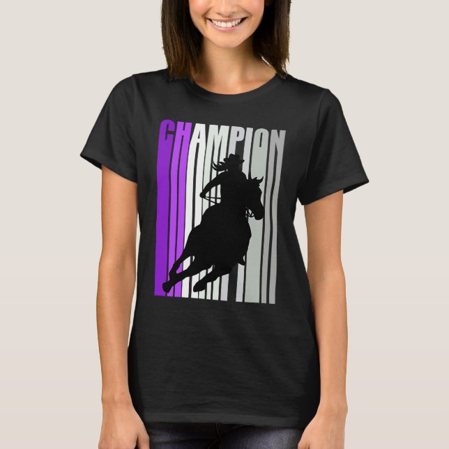 Barrel Racing Champion Horse Riding Purple Cowgirl T-Shirt (Vorderseite)