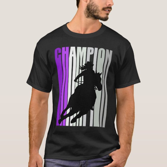 Barrel Racing Champion Horse Riding Purple Cowgirl T-Shirt (Vorderseite)