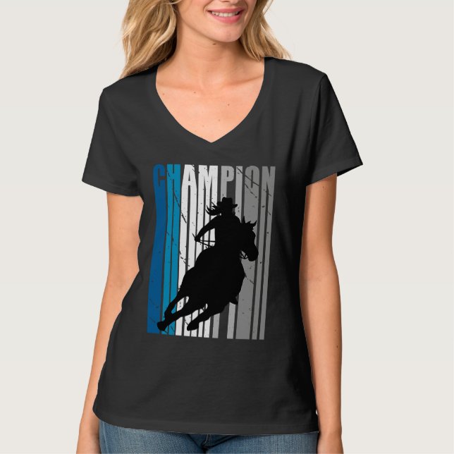 Barrel Racing Champion Horse Riding Teal Cowgirl W T-Shirt (Vorderseite)