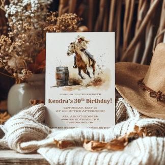 Barrel Racing, Cowgirl Birthday Party Einladung