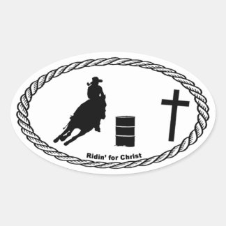 Barrel Racing Cross Euro Style Ovaler Aufkleber