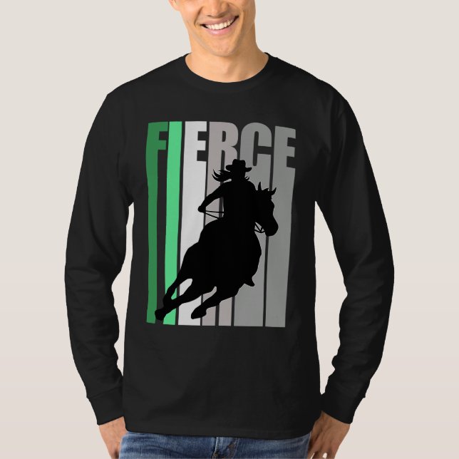 Barrel Racing Fierce Cowgirl Hat Western Theme Gre T-Shirt (Vorderseite)