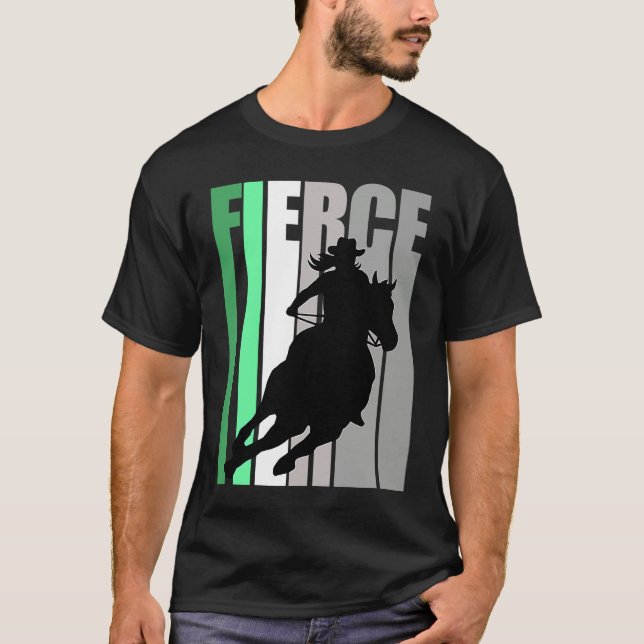 Barrel Racing Fierce Cowgirl Hat Western Theme Gre T-Shirt (Vorderseite)