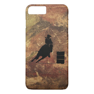 Barrel Racing Girl Silhouette auf einer Grunge Tex iPhone 8 Plus/7 Plus Hülle