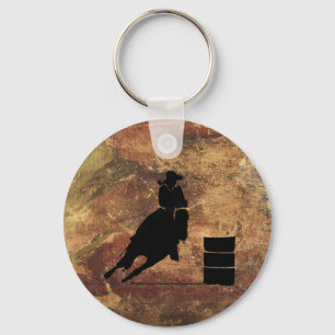 Barrel Racing Girl Silhouette on a Grunge Texture Schlüsselanhänger