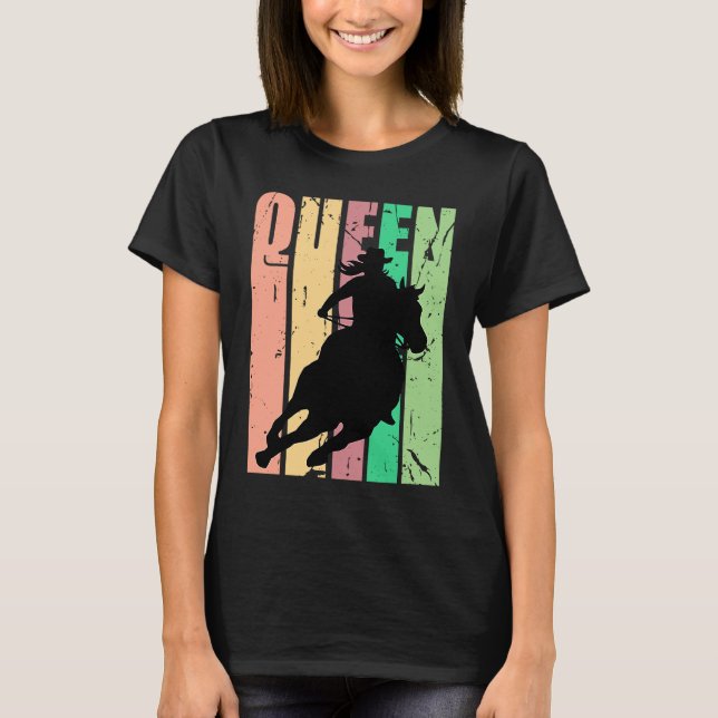 Barrel Racing Queen Rodeo Women Cowgirls Retro Vin T-Shirt (Vorderseite)