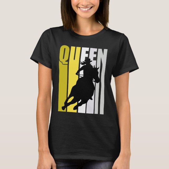 Barrel Racing Queen Rodeo Women Cowgirls Retro Yel T-Shirt (Vorderseite)