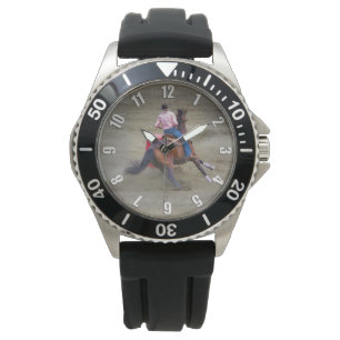 Barrel-Racing Rodeo Cowgirl Design Armbanduhr