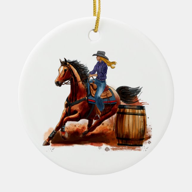Barrel Racing Rodeo, Personalize Ornament (Vorne)