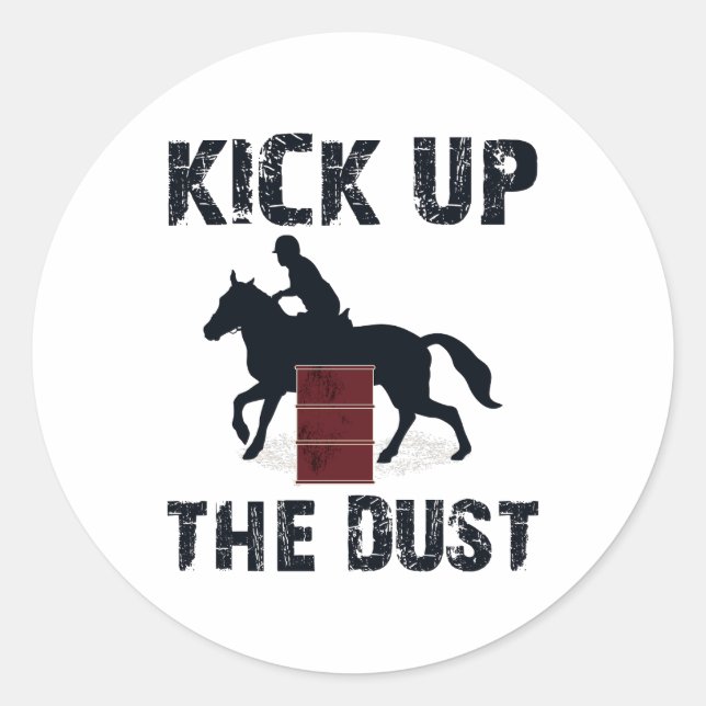 Barrel Racing Rodeo Reiten Funny Runder Aufkleber (Vorderseite)