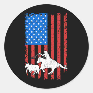 Barrel Racing Rodeo Riding US Independence Runder Aufkleber