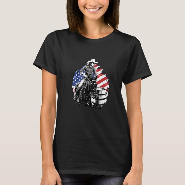 Barrel Riding Western Cowgirl T-Shirt (Vorderseite)