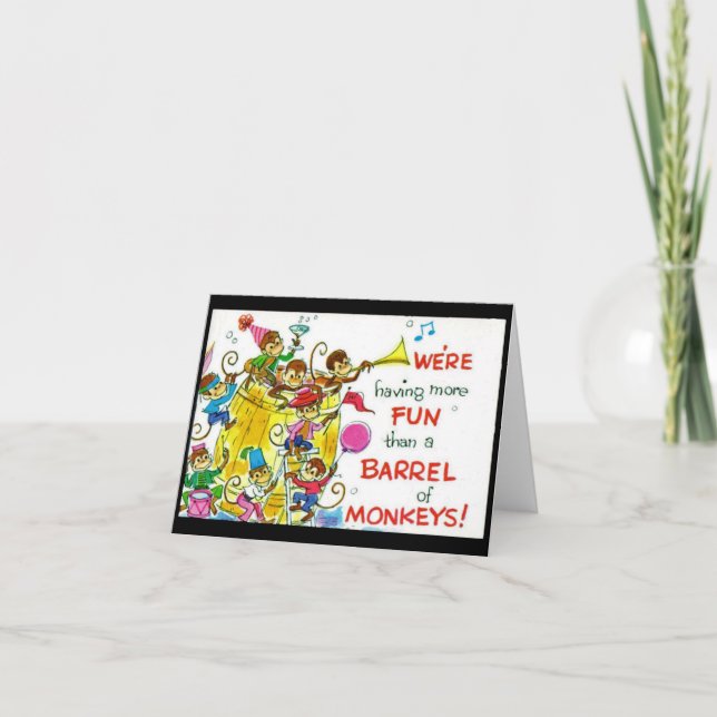 Barrel von Affen Fun Note Card Karte (Vorderseite)