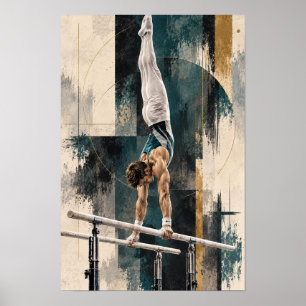 Barren Turnübungen männlicher Turner Handstand Wa Poster