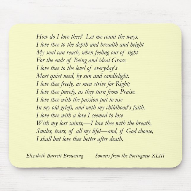 Barrett Browning - Sonnets aus Portugal #43 Mousepad (Vorne)