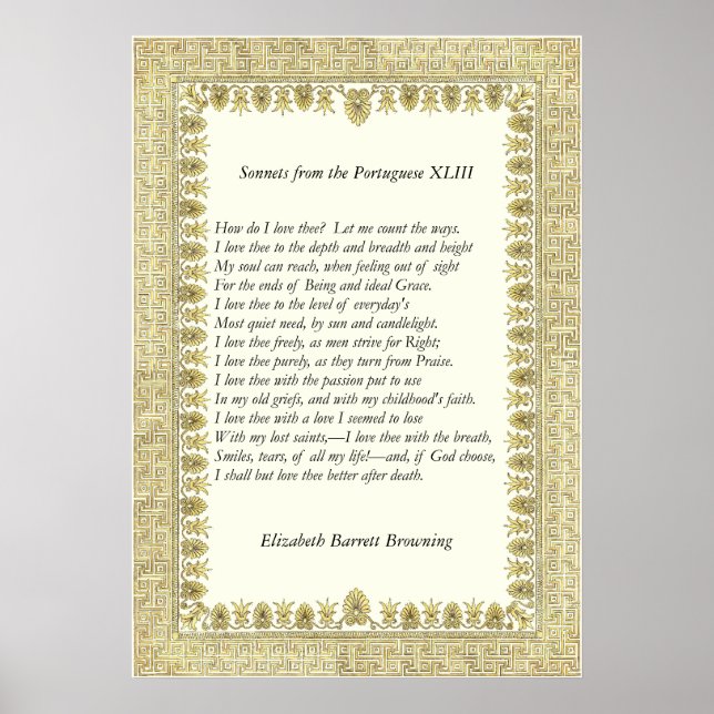 Barrett Browning - Sonnets aus Portugal 43 Poster (Vorne)