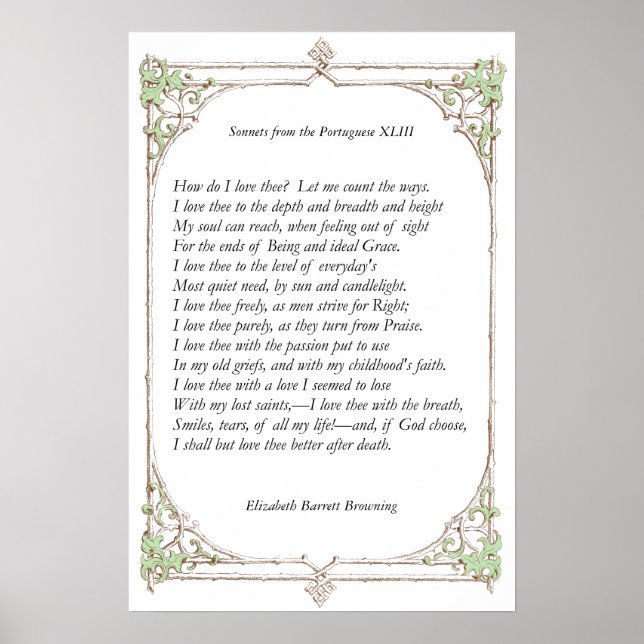Barrett Browning - Sonnets aus Portugal 43 Poster (Vorne)