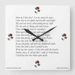 Barrett Browning - Sonnets aus Portugal 43 Quadratische Wanduhr