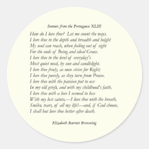 Barrett Browning - Sonnets aus Portugal 43 Runder Aufkleber