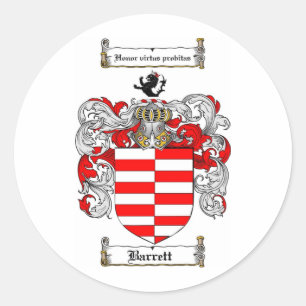 BARRETT FAMILIENWAPPEN - BARRETT COAT OF ARMS RUNDER AUFKLEBER