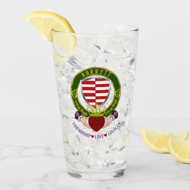 Barrett Irish Shield & Claddagh Beer Glas (Vorderseite Ice)