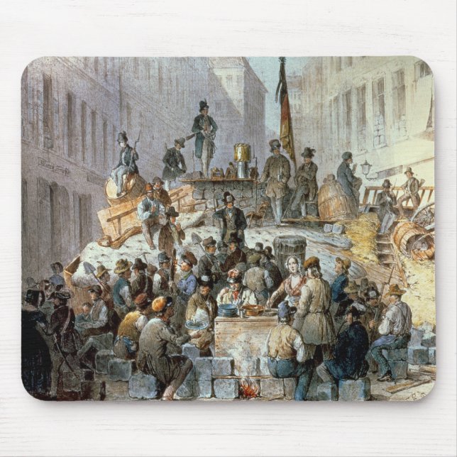 Barrikaden in Marzstrasse, Wien, 1848 Mousepad (Vorne)