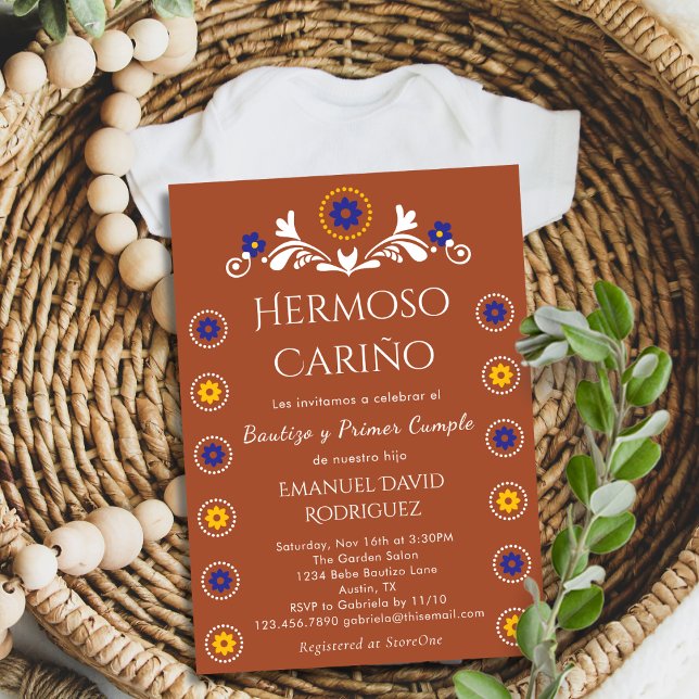 Barro Floral Cielito Lindo Bautizo y Primer Cumple Einladung (Von Creator hochgeladen)