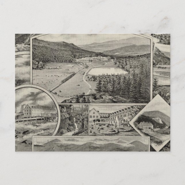 Barron & Merrill's White Mountain Häuser, NH Postkarte (Vorderseite)