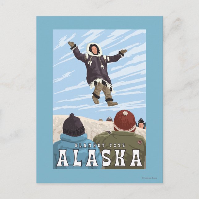 Barrow, Alaska Blanket Toss Vintage Travel Postkarte (Vorderseite)