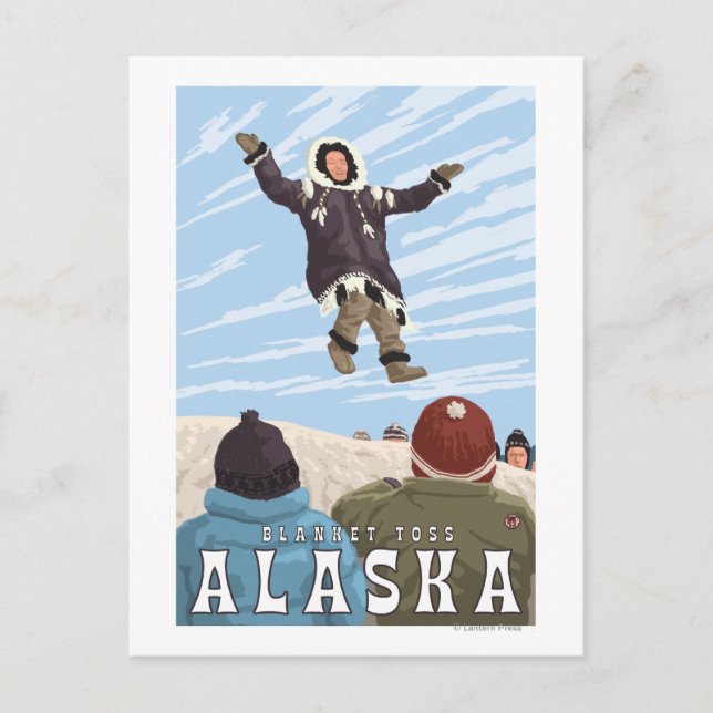 Barrow, Alaska Blanket Toss Vintage Travel Postkarte (Vorderseite)