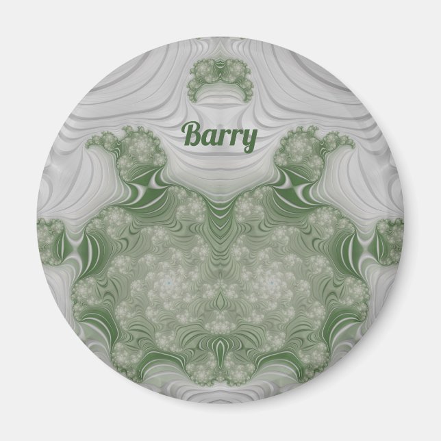 BARRY ~ Weiß und Grün ~ Atemberaubendes Design Magnet (Vorne)