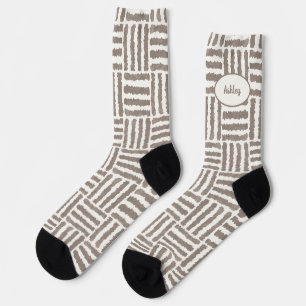 Bars von vier in braun mit Ihrem Namen Socken