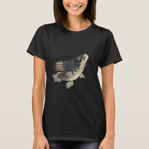 Barsch Fisch Amerikanische Flagge Patriotischer An T-Shirt