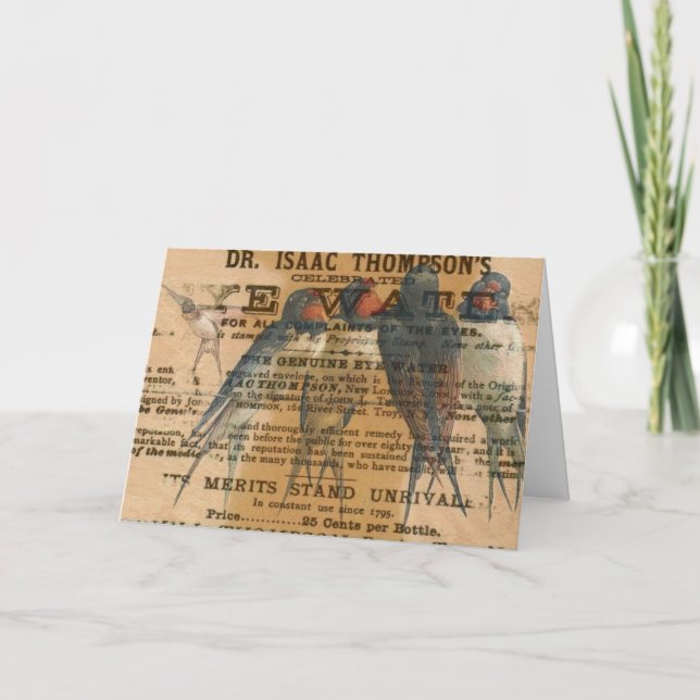 Barsch Schwalben Vintag, Geburtstag Karte (Vorderseite)