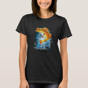 Barsch springt aus dem Wasser Angler T-Shirt