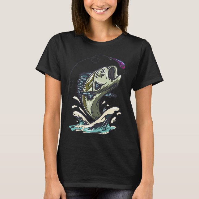 Barsch springt Beute T-Shirt (Vorderseite)