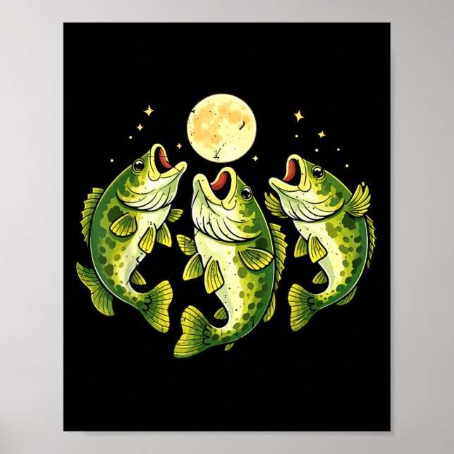 Barschfisch heult zum Mond großmäuliger Barsch Poster (Vorne)