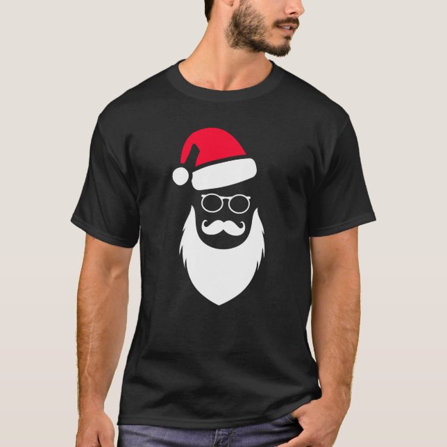 Bart-Gläser und Schnurrbart Weihnachtssankt Red T-Shirt (Vorderseite)