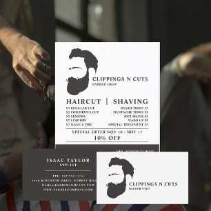 Bart-Logo, Herren-Friseure Werbung Flyer